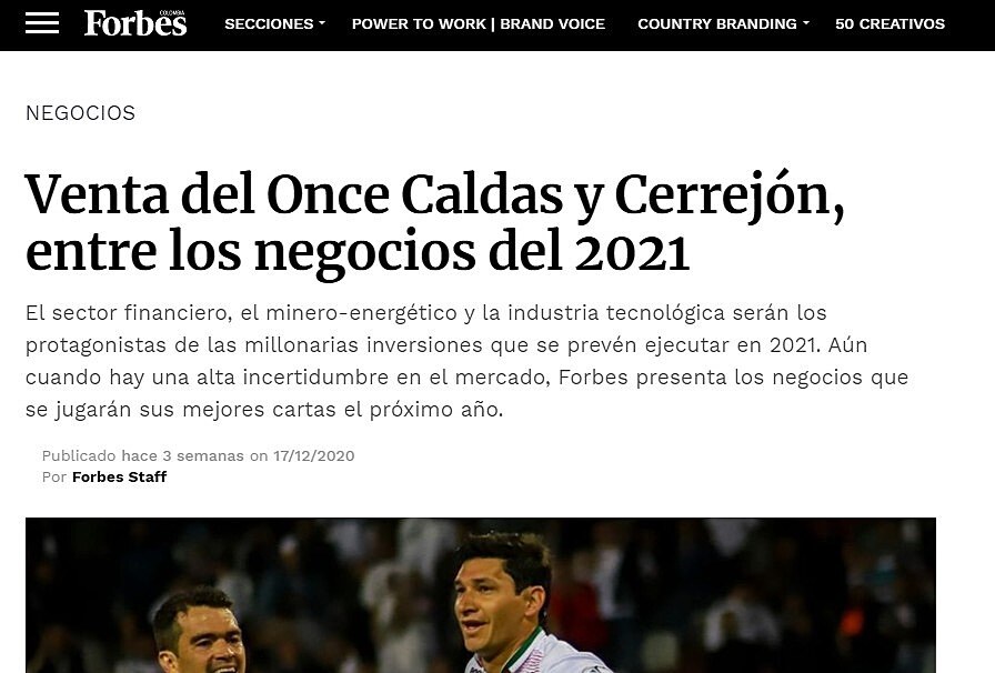 Venta del Once Caldas y Cerrejn, entre los negocios del 2021